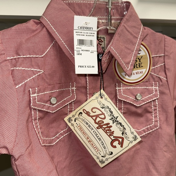NWT Rafter C Cowboy Collection 18m Boys button down onesie - Picture 2 of 3